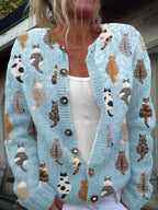 Céline | Cardigan med kattemønster