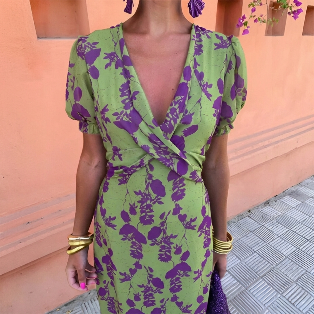 Léana | Mønstret midikjole