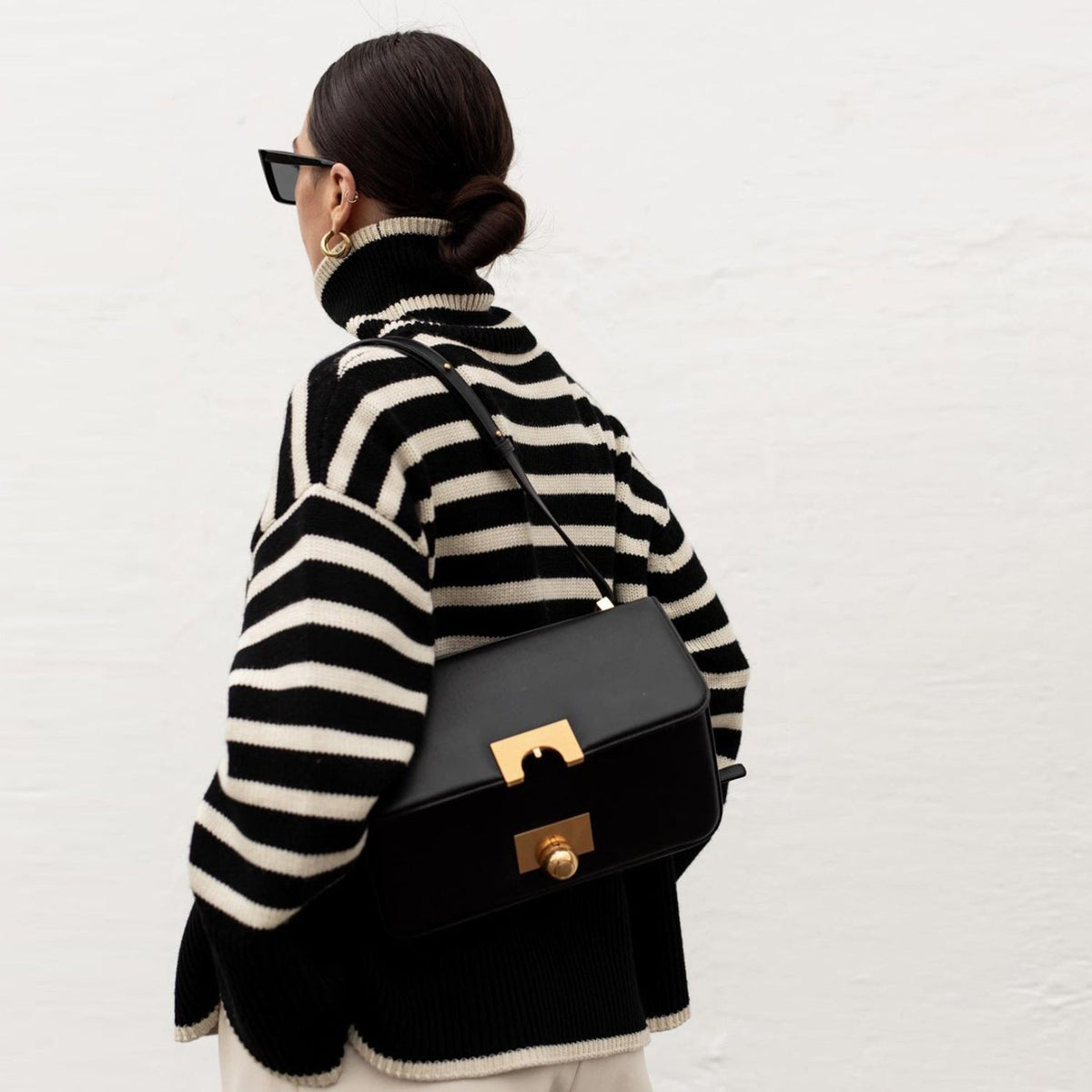 Éliane | Stribet sweater med høj hals