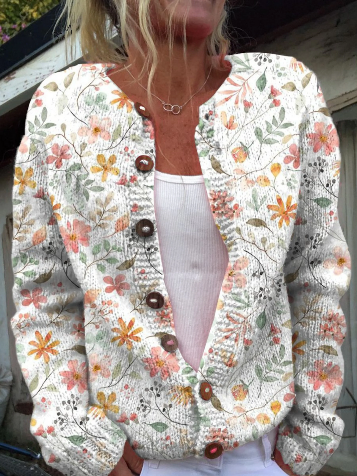 Manon | Cardigan med akvarelblomster