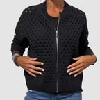Désirée | Cardigan med lynlås og hulmønster