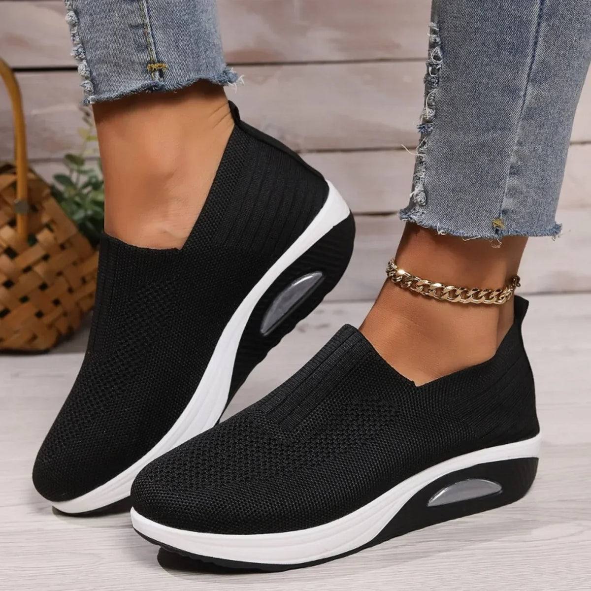 Laurence | Slip-on-sneakers med kilehæl