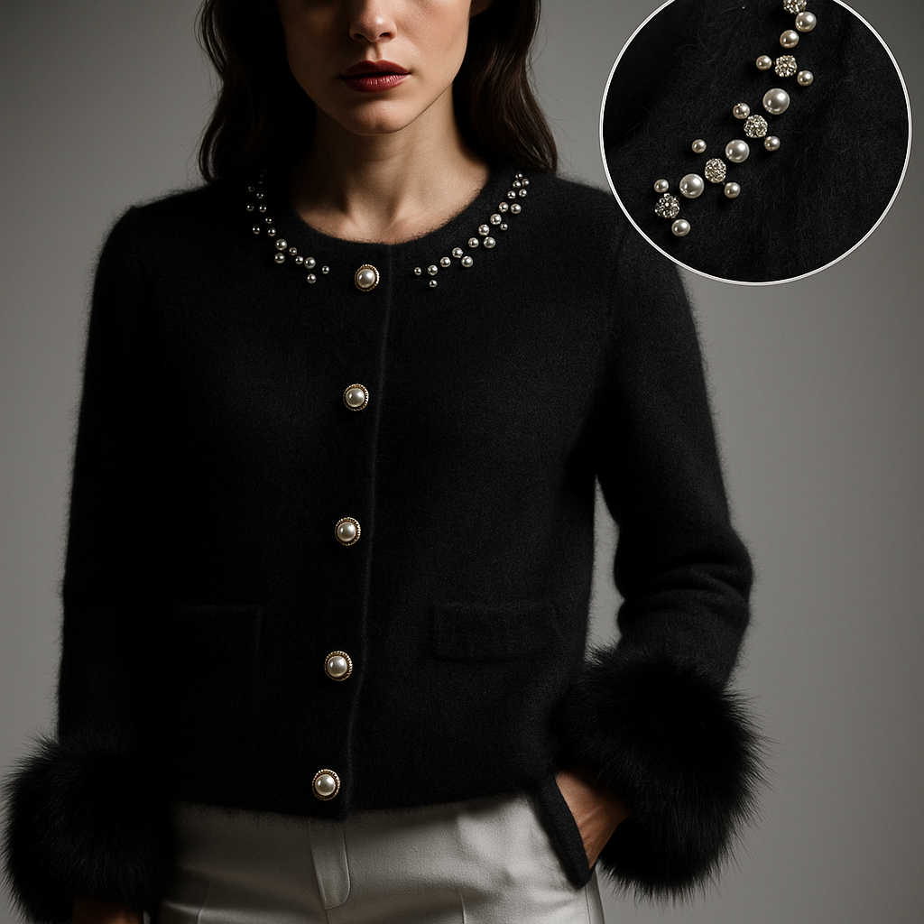Amandine | Blød cardigan med perler