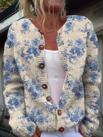 Juliette | Blå blomstret cardigan