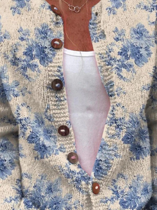 Juliette | Blå blomstret cardigan