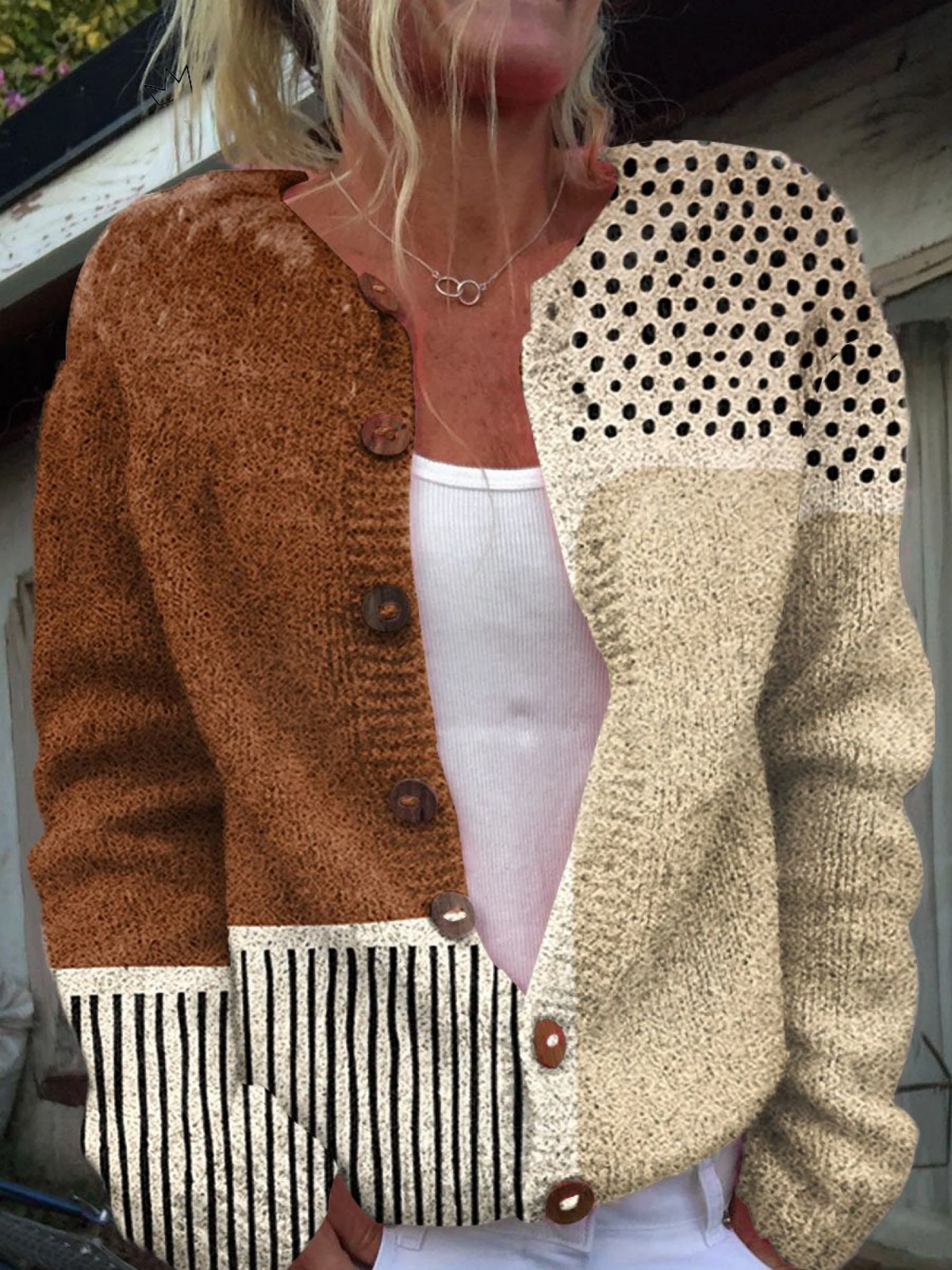 Lucie | Strikket patchwork-cardigan