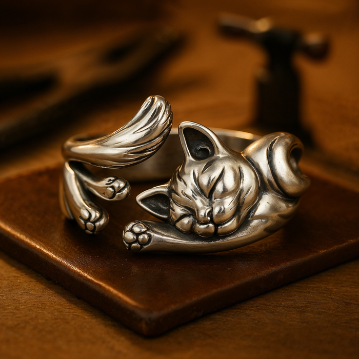Félinie | Vintage-ring med kattemotiv