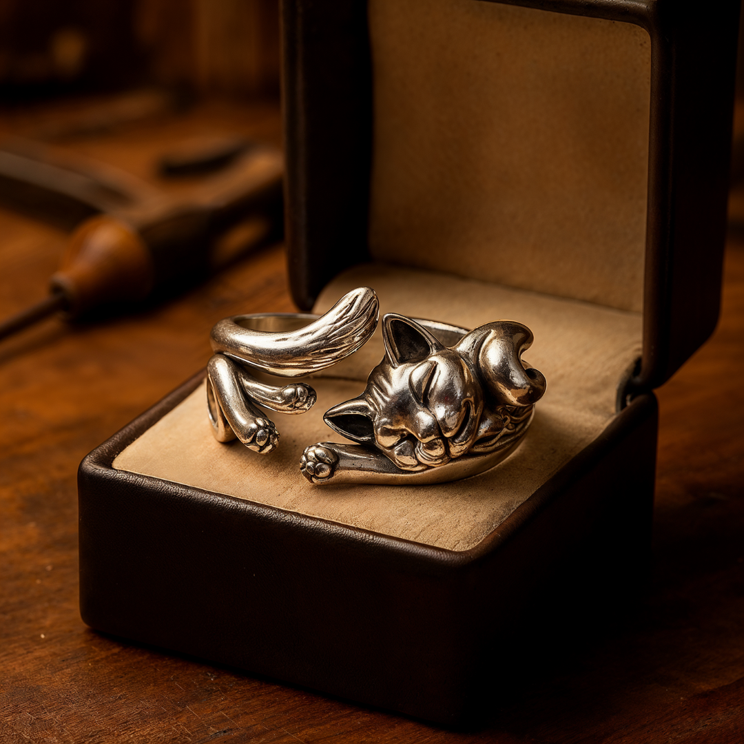 Félinie | Vintage-ring med kattemotiv