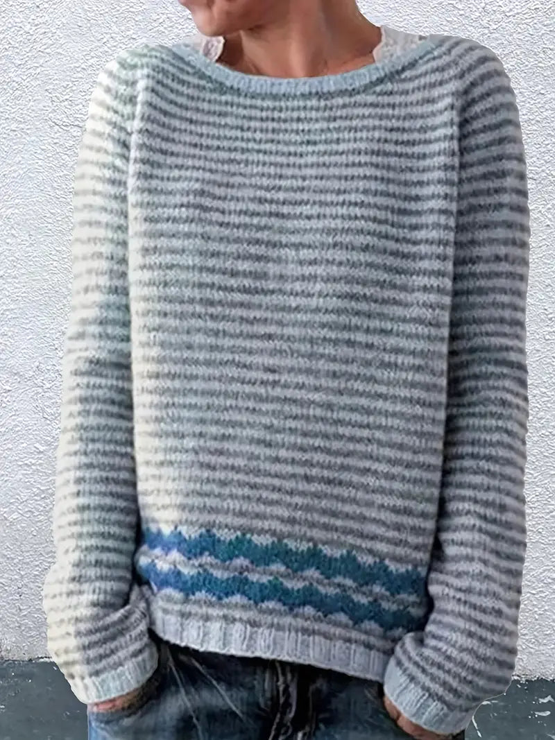 Isabelle | Stribet sweater med zigzag