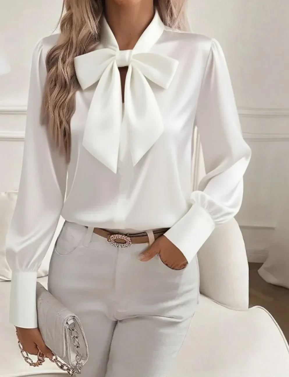 Élodine | Satinbluse med lange ærmer