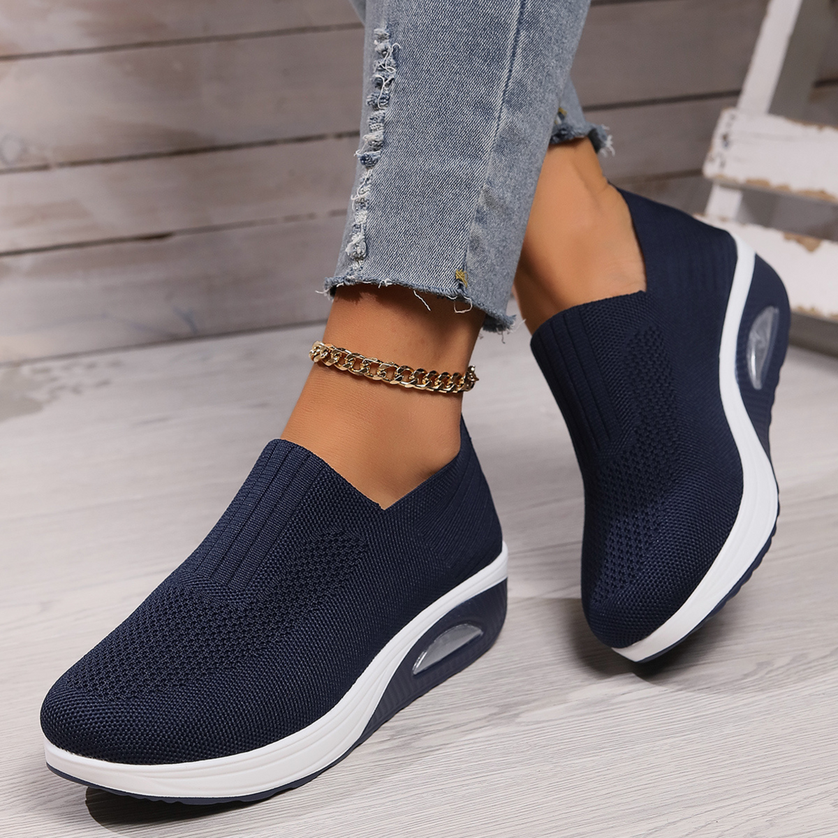 Laurence | Slip-on-sneakers med kilehæl