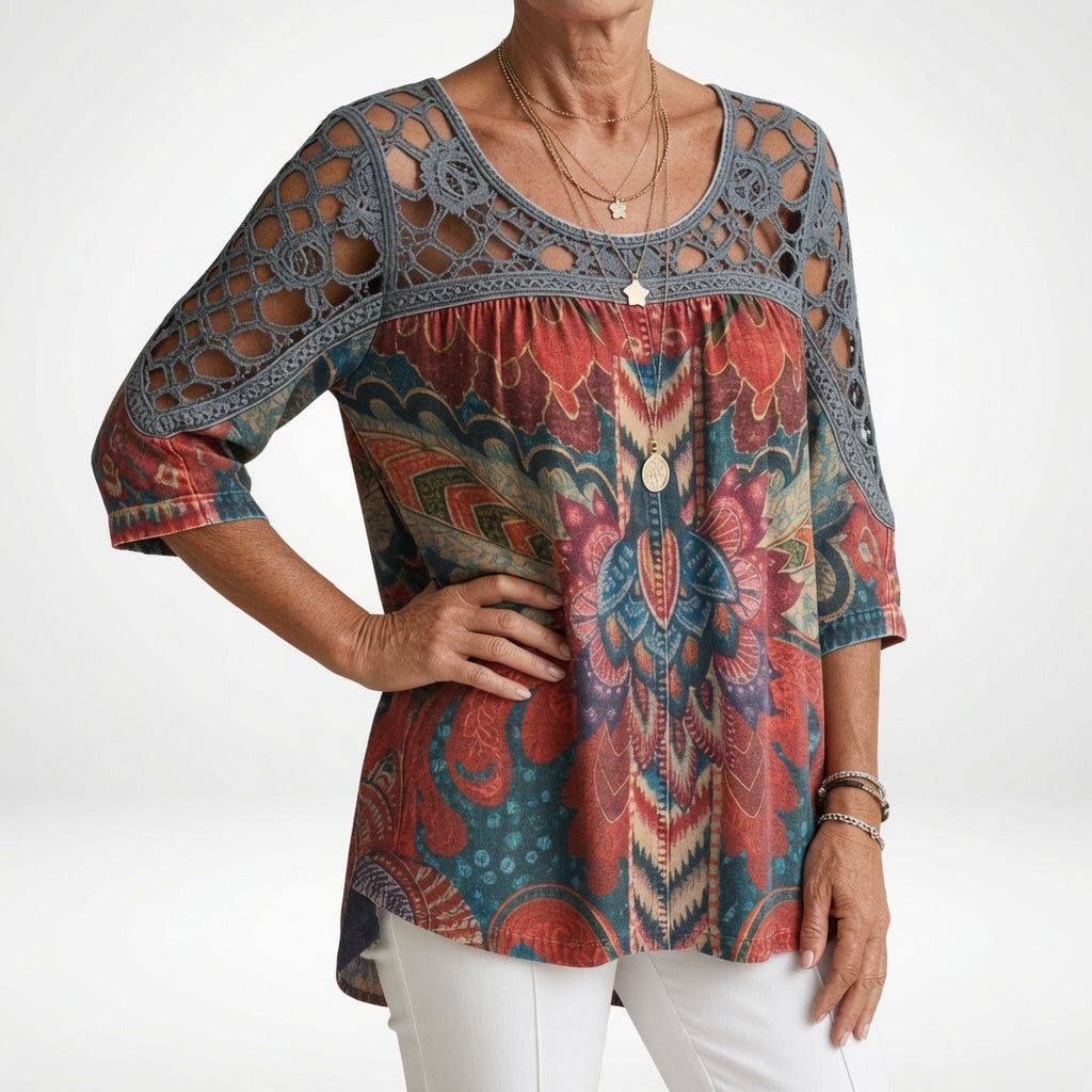 Zénaïde | Bohemebluse med etnisk print