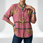 Sylvia | Bohemebluse med patchworkprint