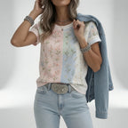 Mélisande | T-shirt med tofarvet blomsterprint