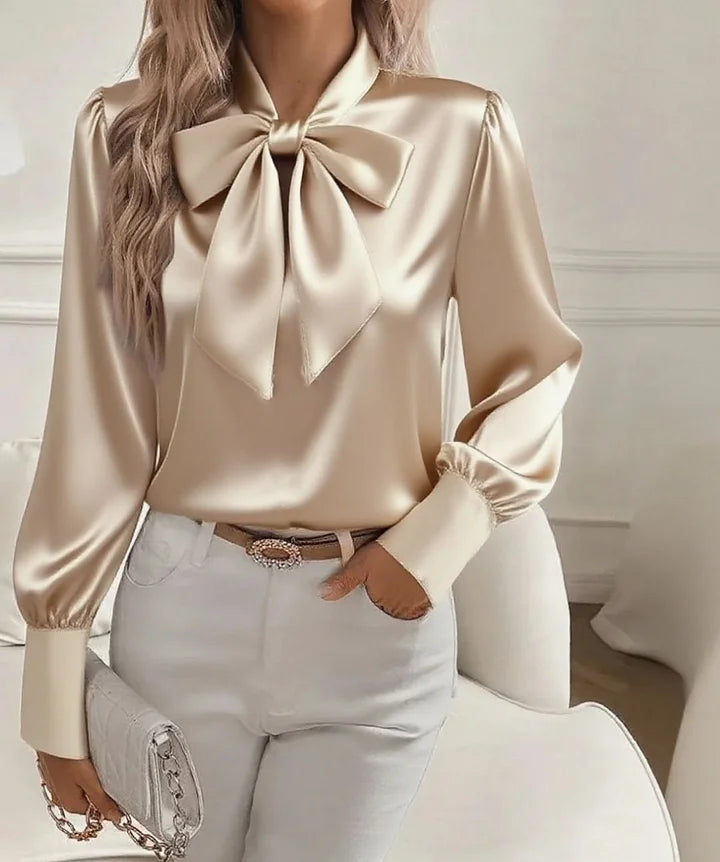 Élodine | Satinbluse med lange ærmer