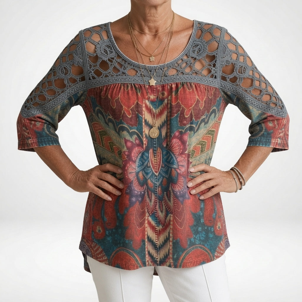 Zénaïde | Bohemebluse med etnisk print