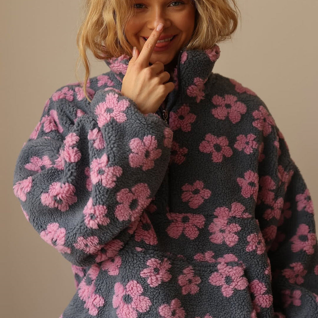 Daisy | Blød sherpasweater med blomster