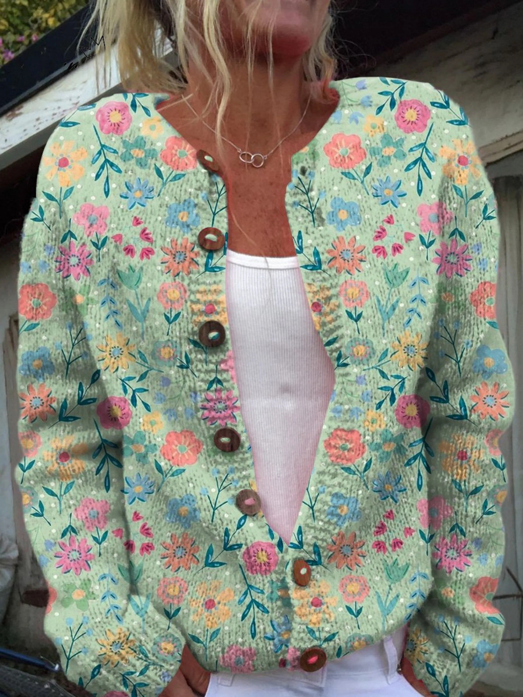 Camille | Pastelfarvet vintagecardigan med blomster