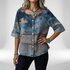 Sylvia | Bohemebluse med patchworkprint
