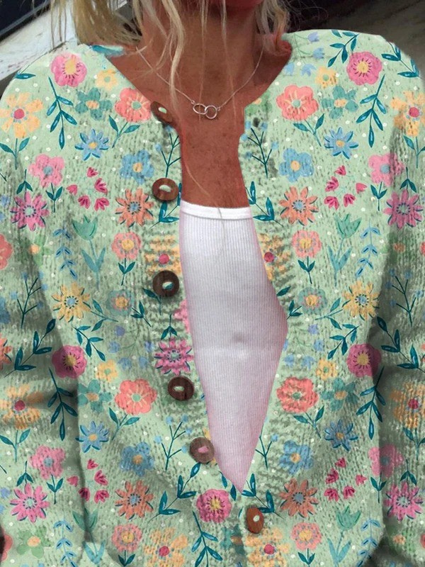 Camille | Pastelfarvet vintagecardigan med blomster
