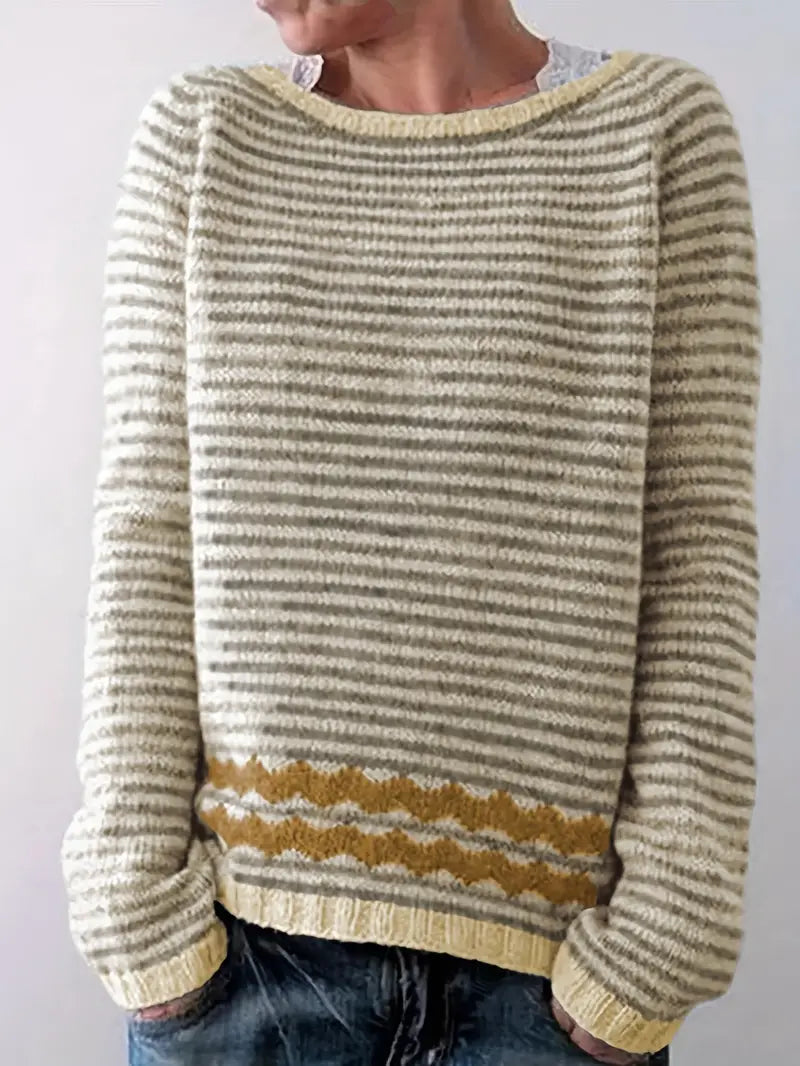 Isabelle | Stribet sweater med zigzag