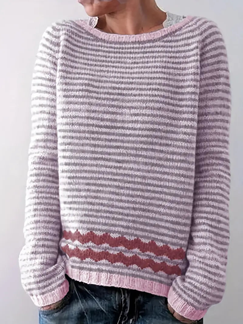 Isabelle | Stribet sweater med zigzag