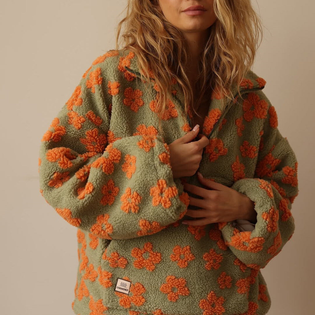 Daisy | Blød sherpasweater med blomster
