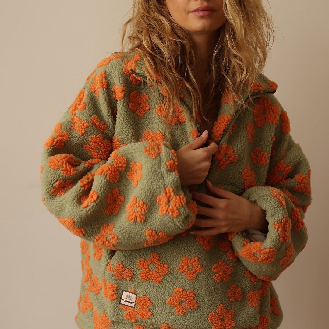 Daisy | Blød sherpasweater med blomster
