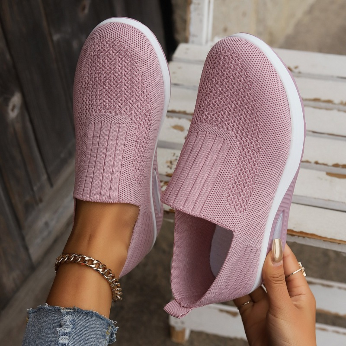 Laurence | Slip-on-sneakers med kilehæl
