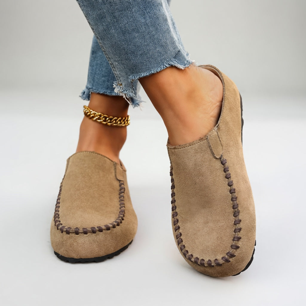 Nanette | Tofarvede loafers i ruskindslook