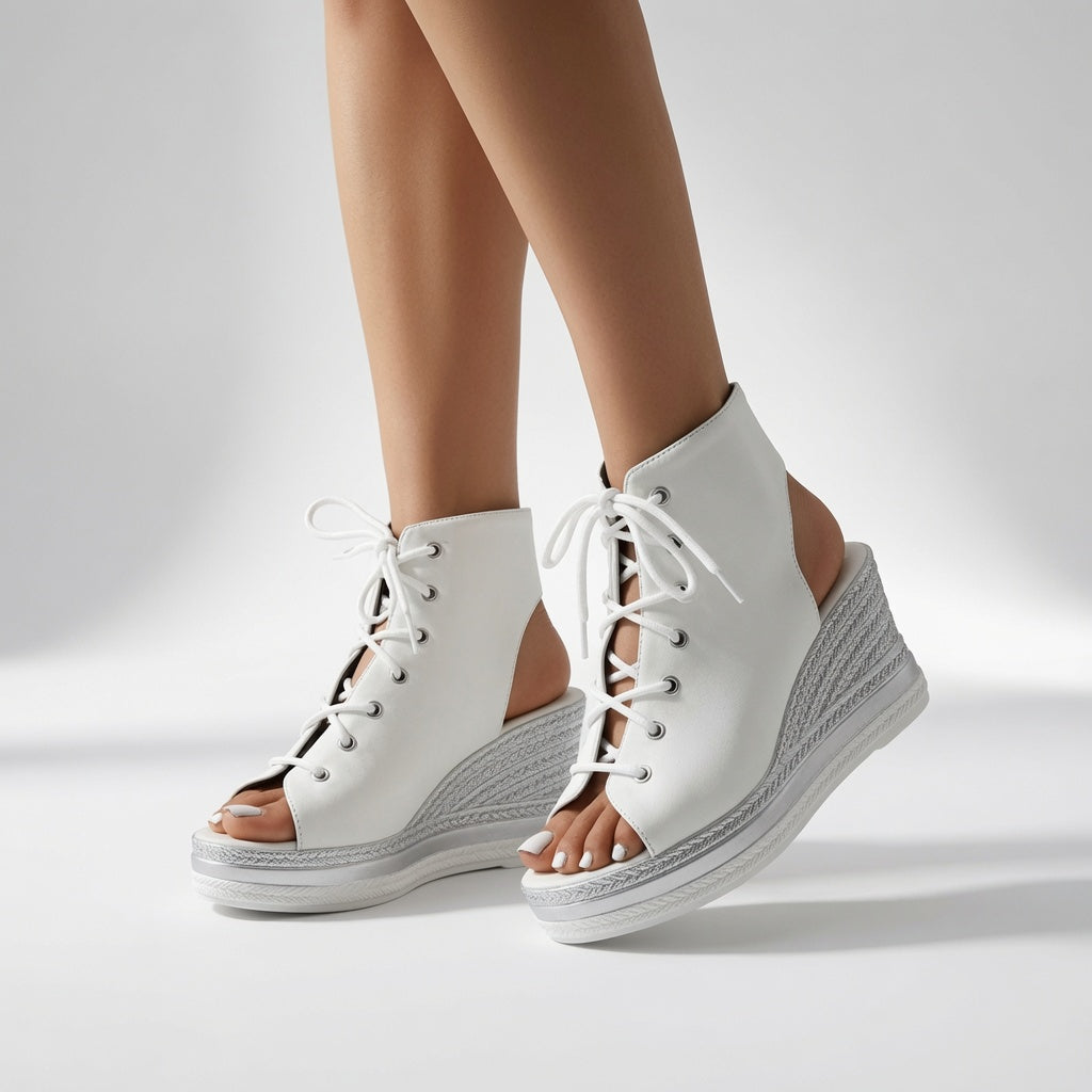 Laurène | Åbne sneakers med kilehæl