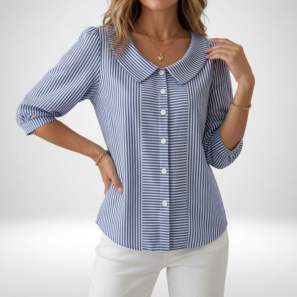 Zélie | Stribet bluse med pufærmer