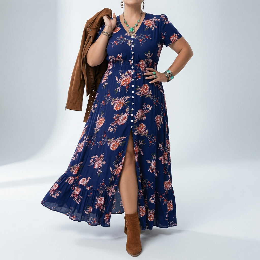Vivienne | Lang blomstret kjole