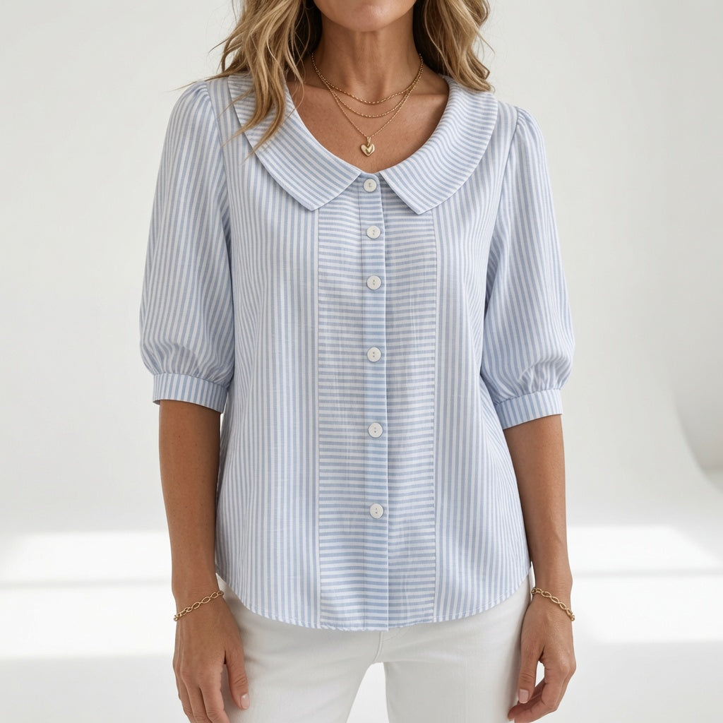 Zélie | Stribet bluse med pufærmer