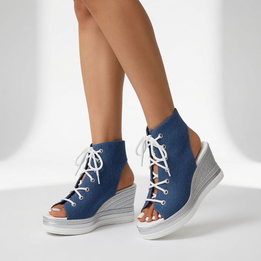 Laurène | Åbne sneakers med kilehæl