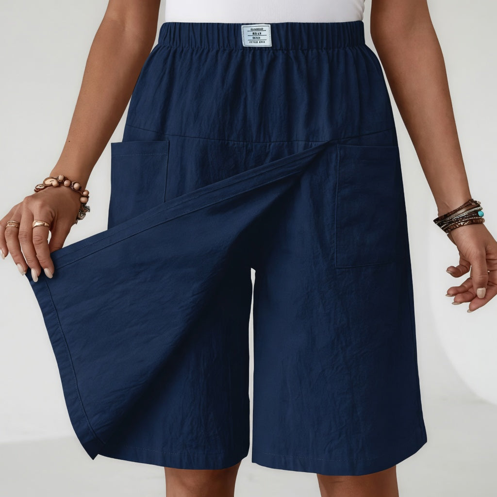 Romy | Slå-om-nederdelshorts med lommer
