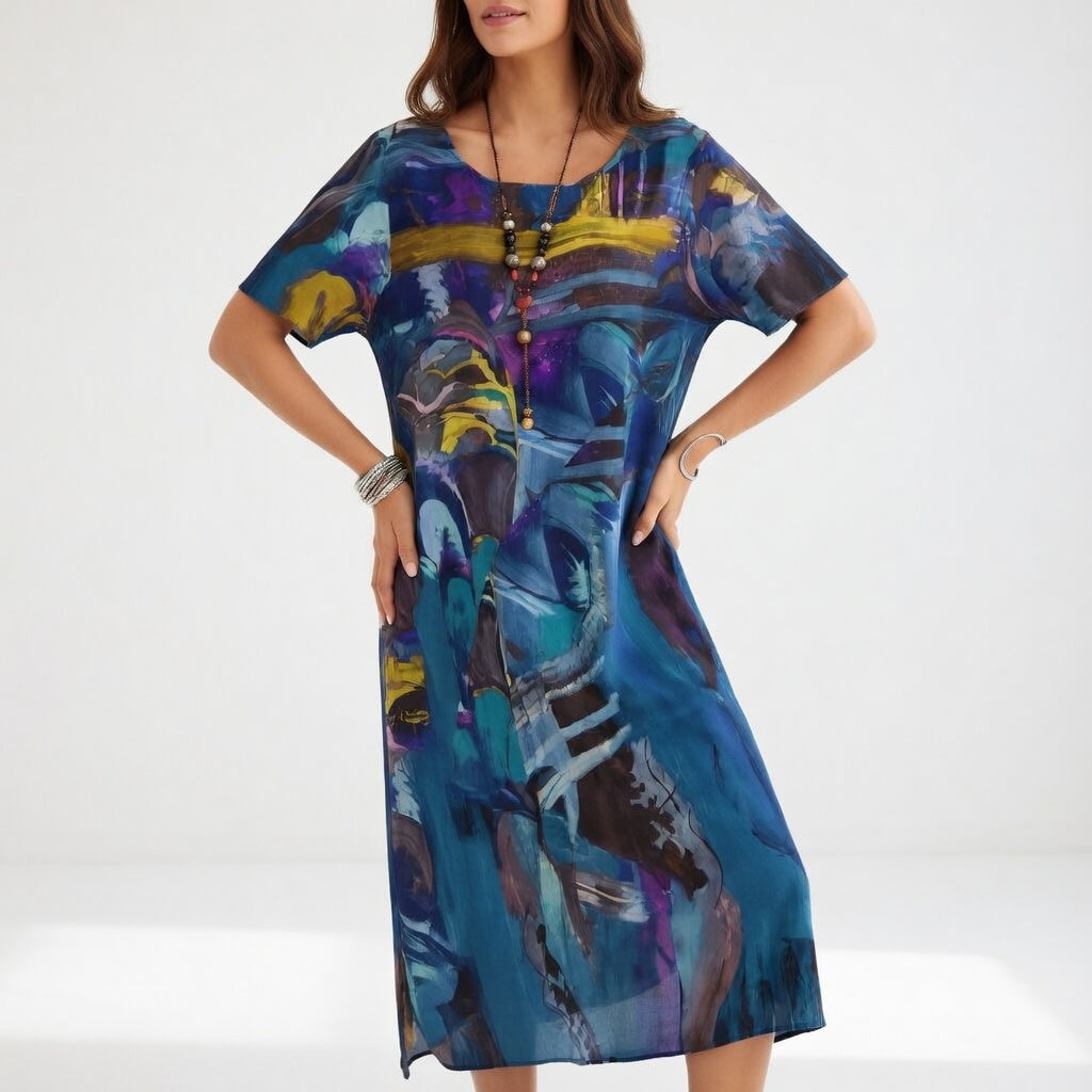 Gaby | Lang kjole med print