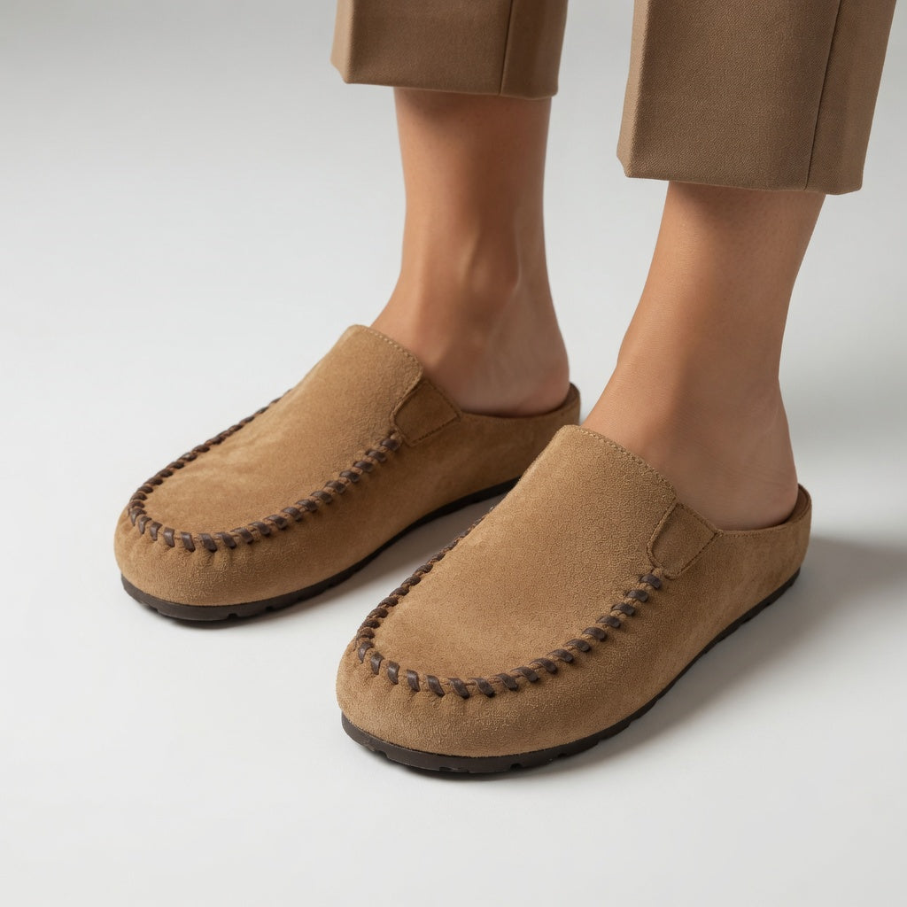 Nanette | Tofarvede loafers i ruskindslook