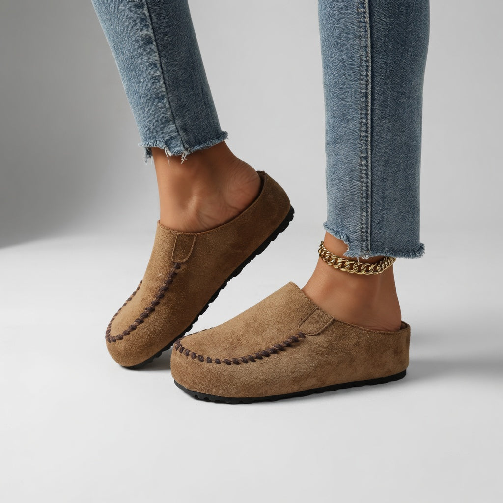 Nanette | Tofarvede loafers i ruskindslook