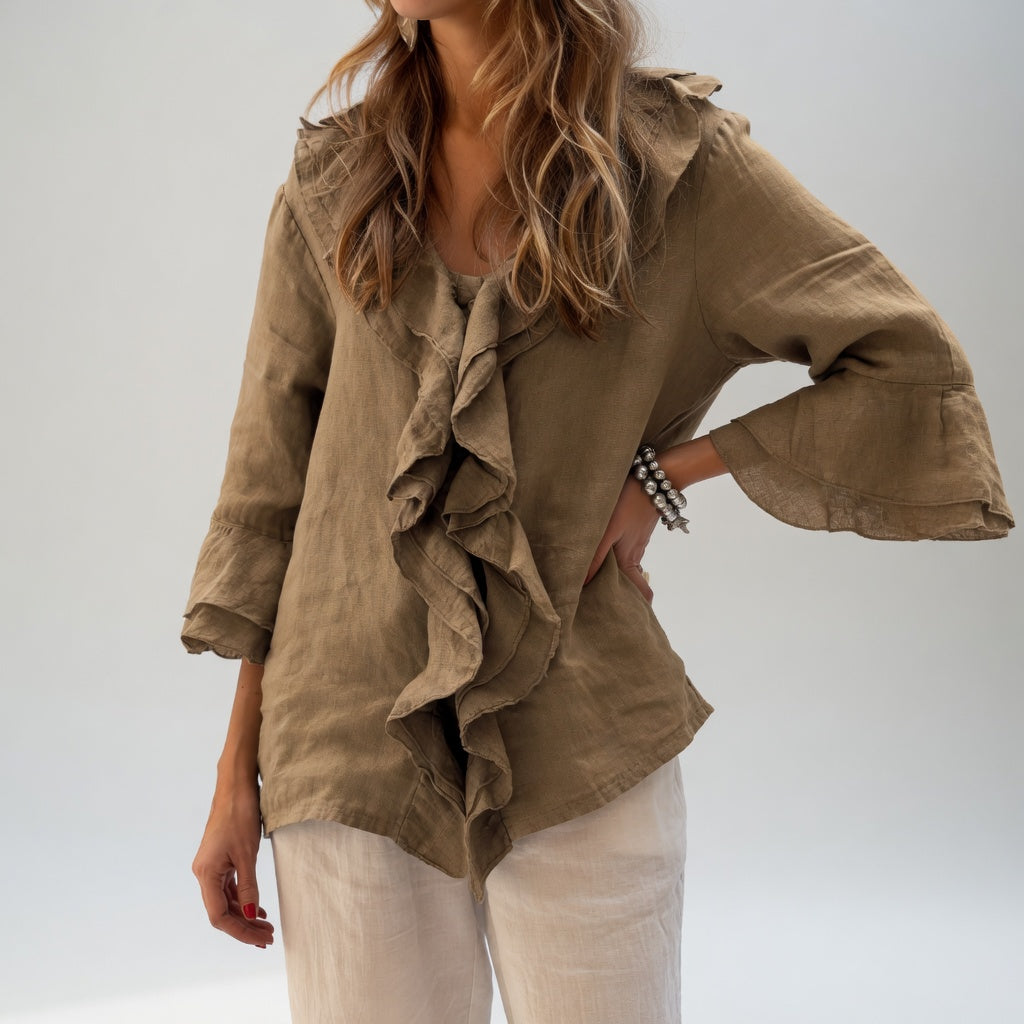 Alice | Flydende bluse med flæsekrave