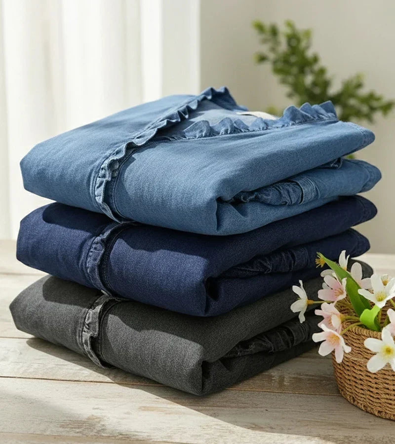 Anouk | V-halsbluse med flæser