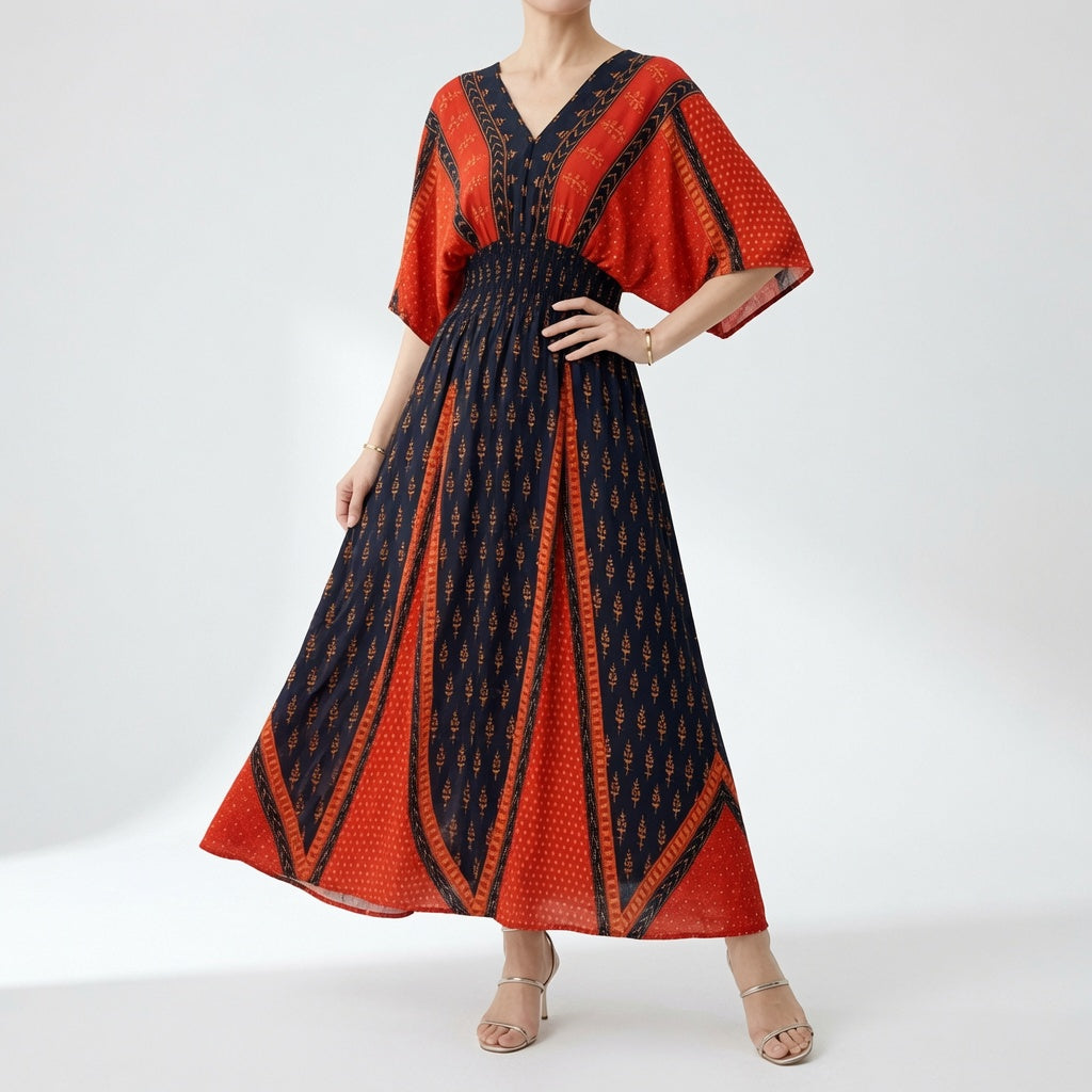 Wilhelmine | Lang kjole med print