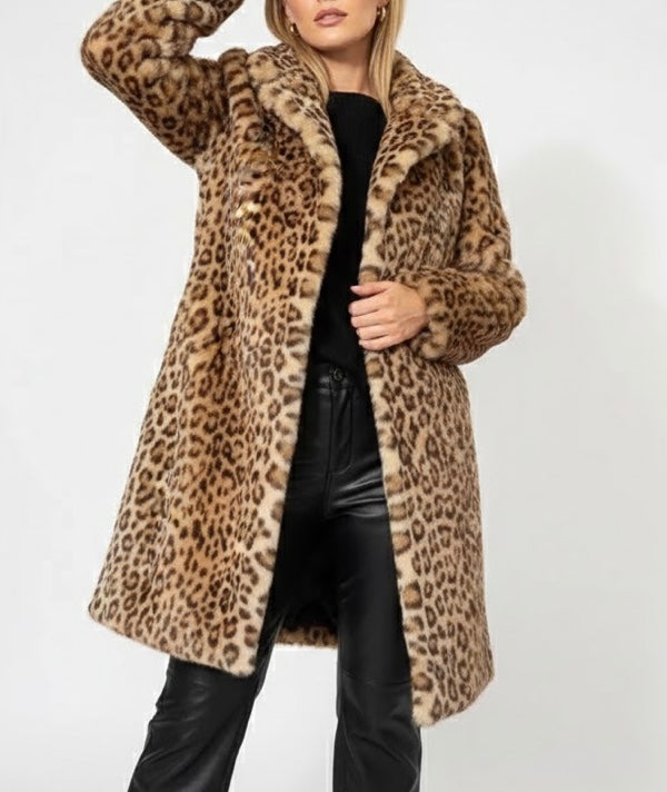 Séverine | Mellemlang jakke med leopardprint