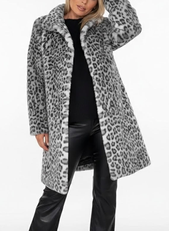 Séverine | Mellemlang jakke med leopardprint
