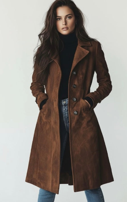Teresa | Trenchcoat med ruskindslook
