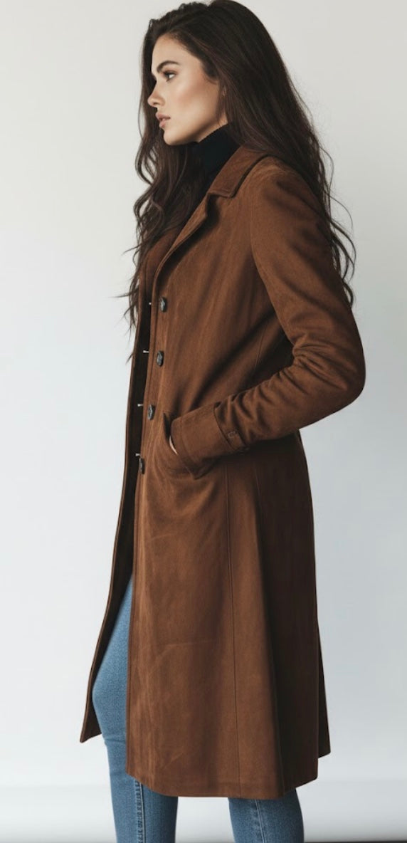 Teresa | Trenchcoat med ruskindslook