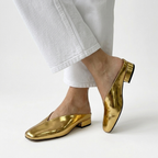 Blandine | Metalliske mules med firkantet tå