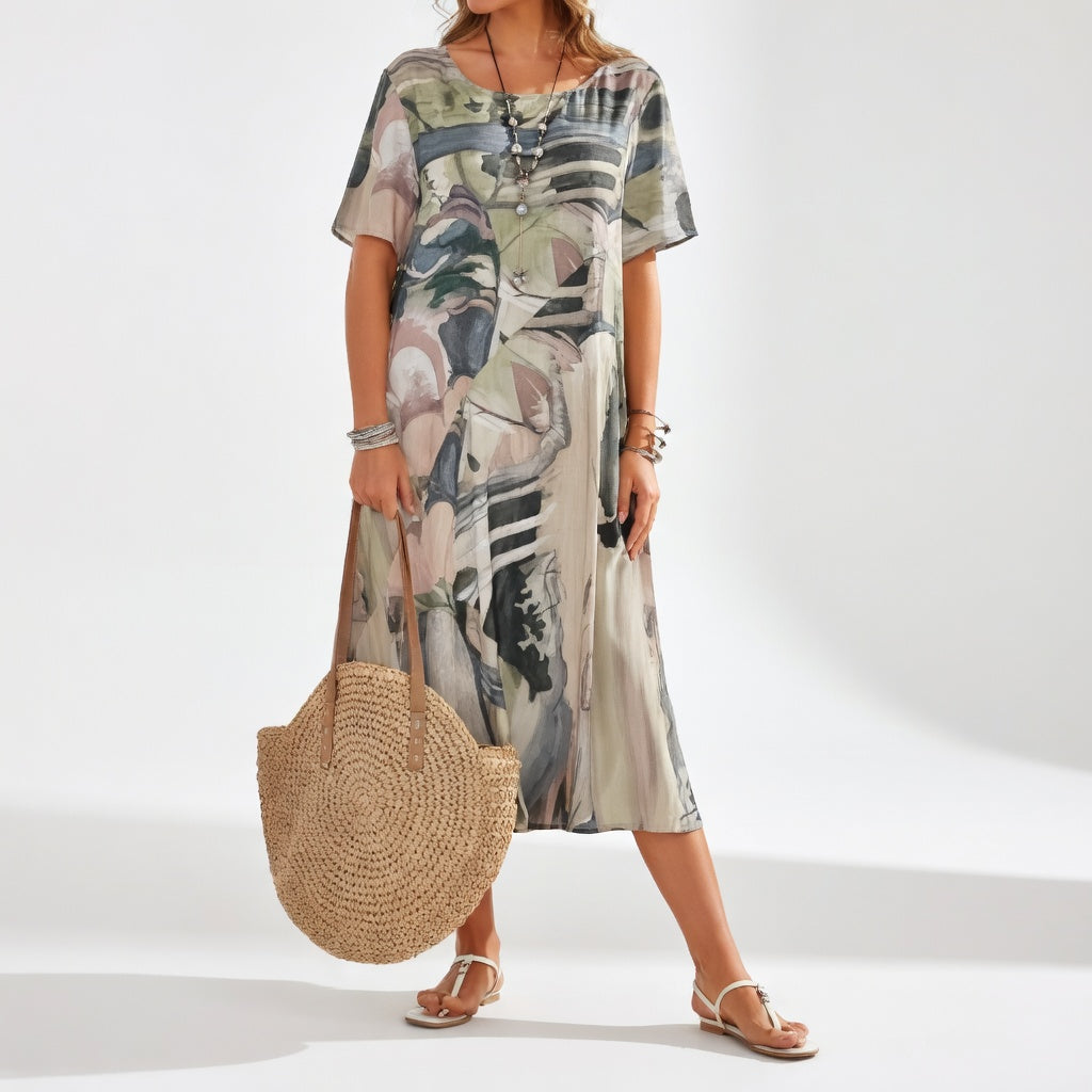 Gaby | Lang kjole med print