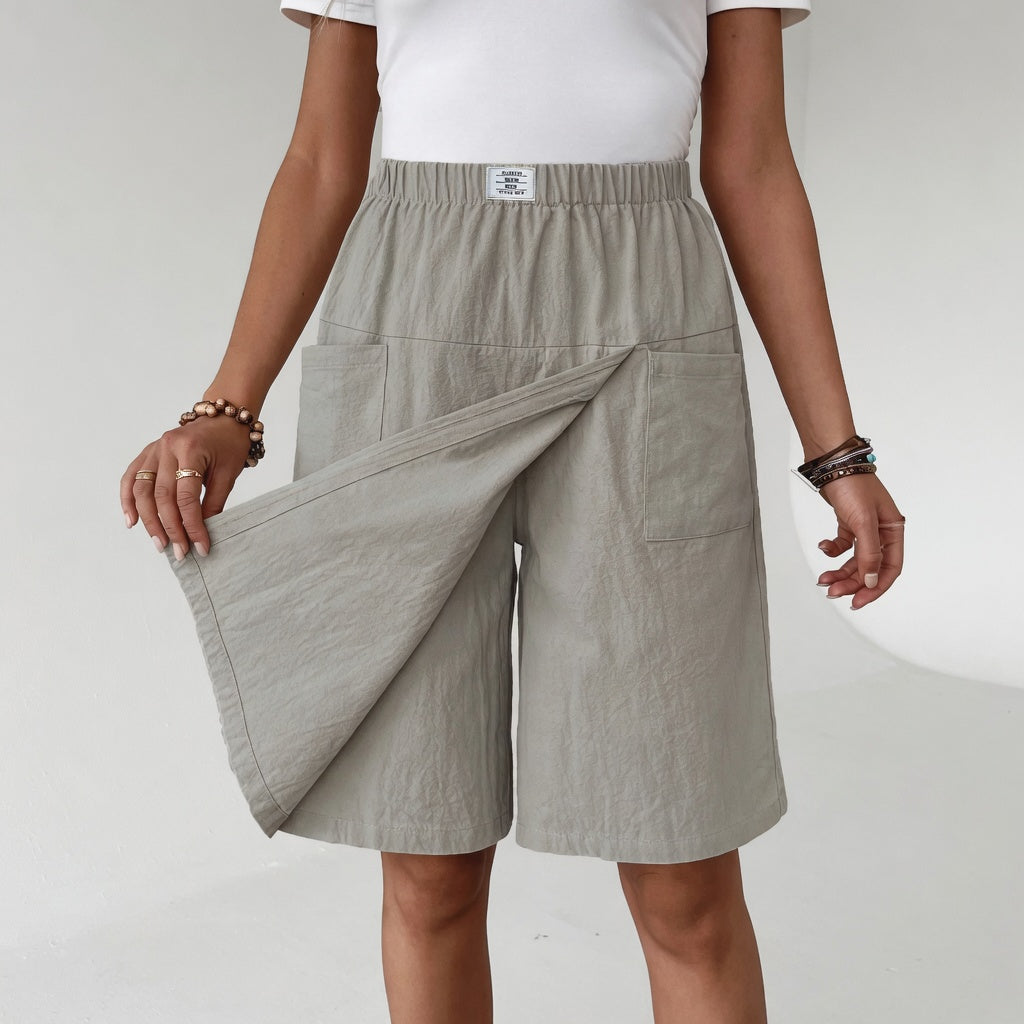 Romy | Slå-om-nederdelshorts med lommer