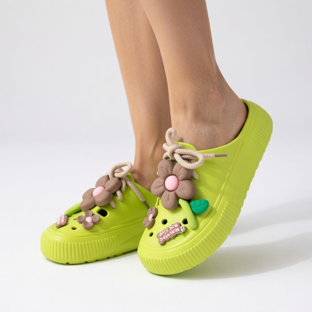 Ana | Blomstrede platforms-træsko